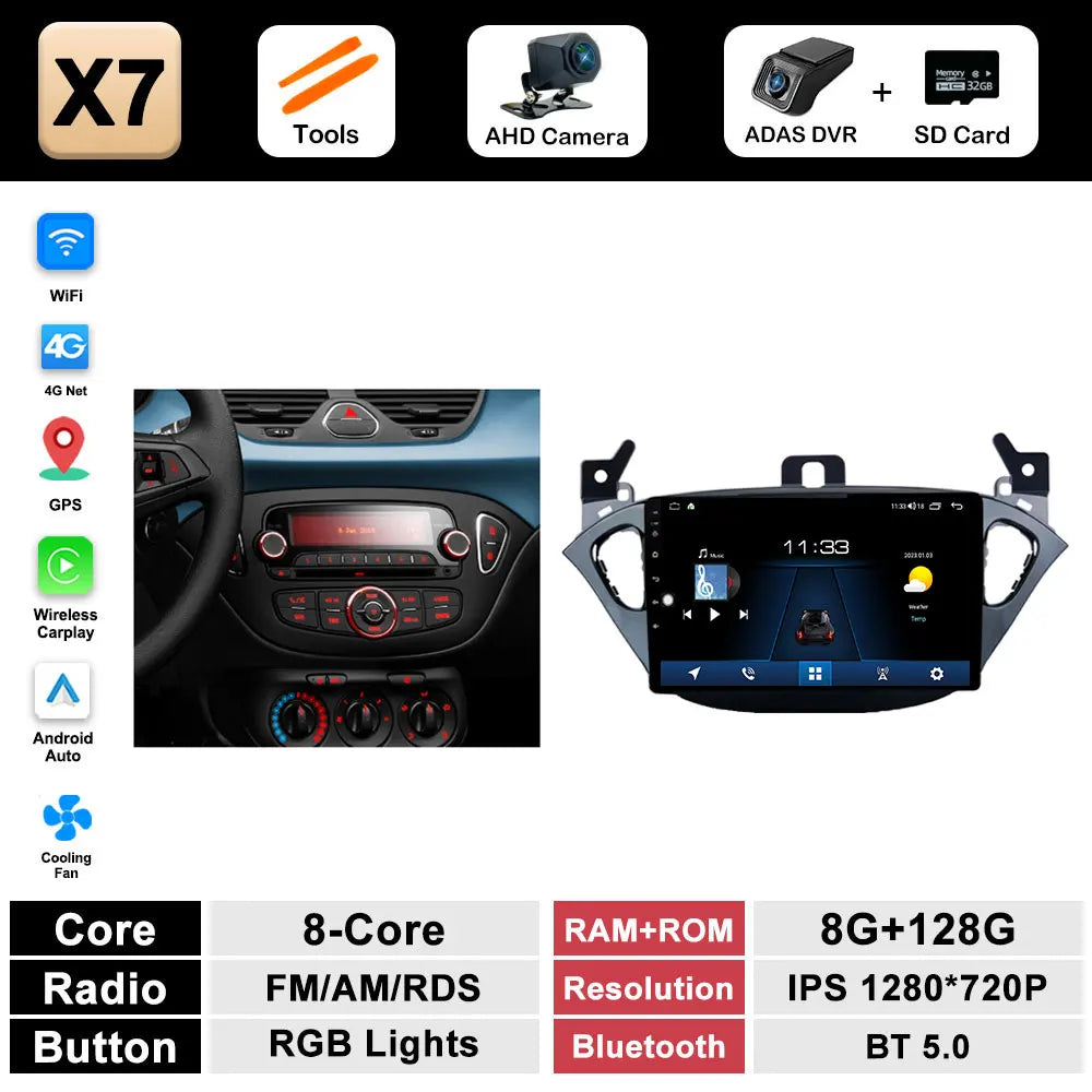 Autoradio per Opel Corsa E (2015–2019) Bluetooth con CarPlay e Android Auto