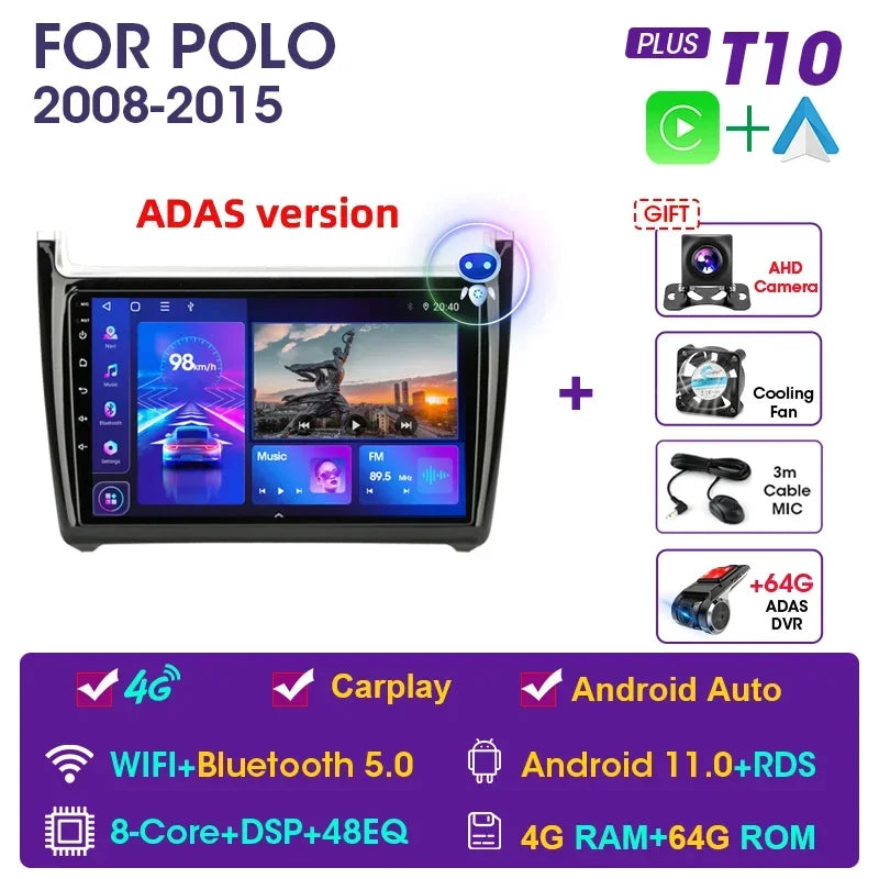 Autoradio per Volkswagen VW Polo 2008-2015 CarPlay Android Auto