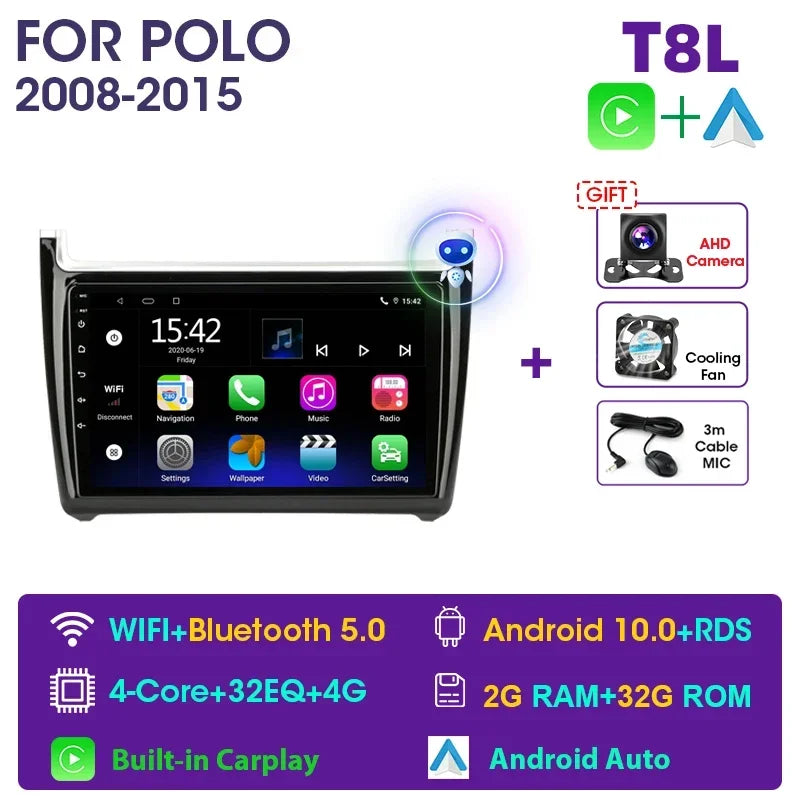 Autoradio per Volkswagen VW Polo 2008-2015 CarPlay Android Auto