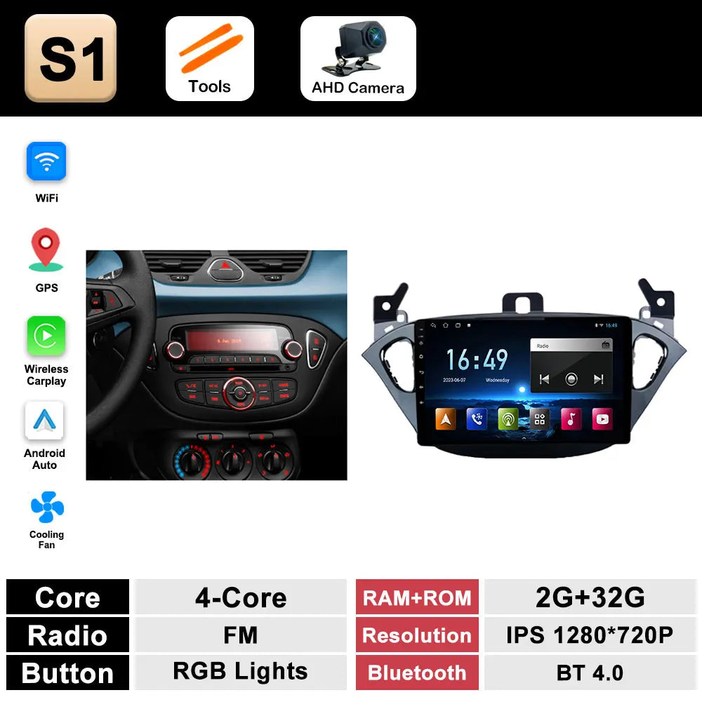 Autoradio per Opel Corsa E (2015–2019) Bluetooth con CarPlay e Android Auto