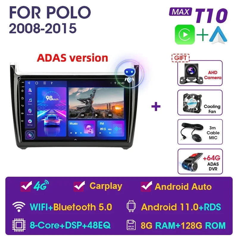 Autoradio per Volkswagen VW Polo 2008-2015 CarPlay Android Auto