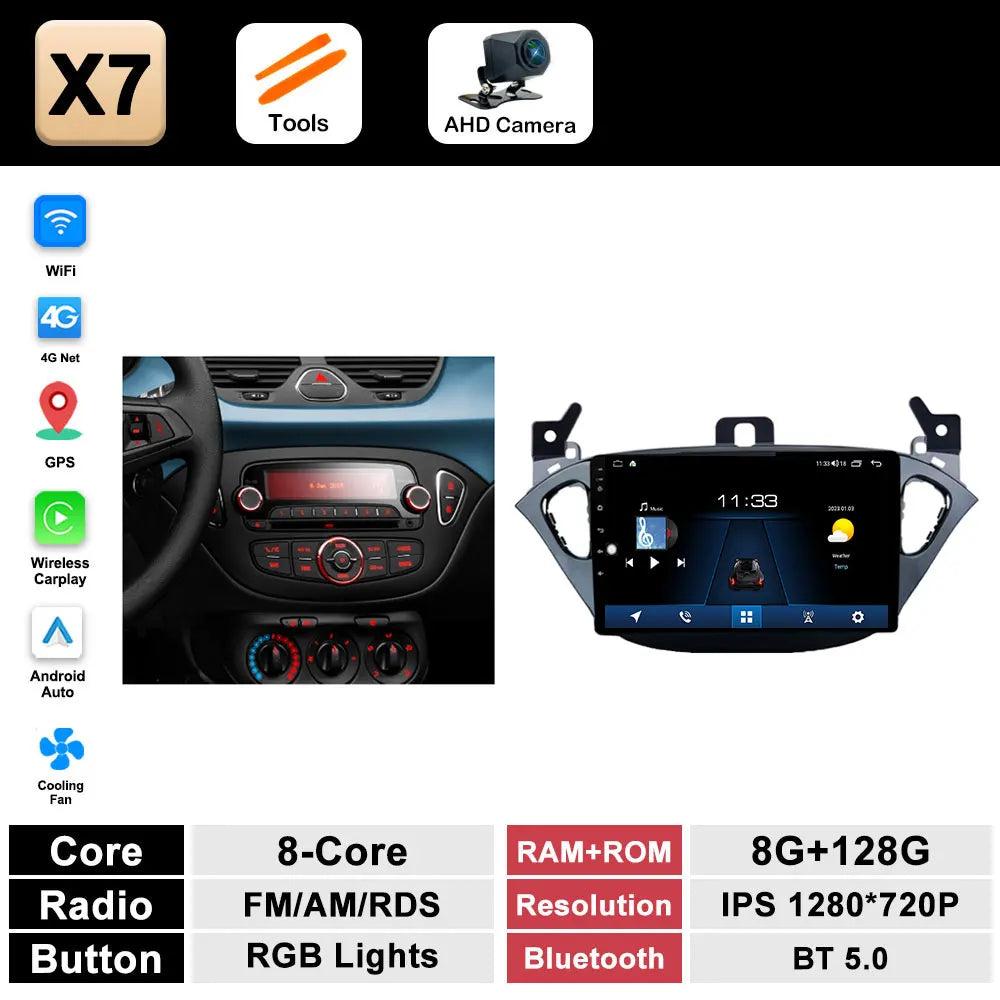 Autoradio per Opel Corsa E (2015–2019) Bluetooth con CarPlay e Android Auto