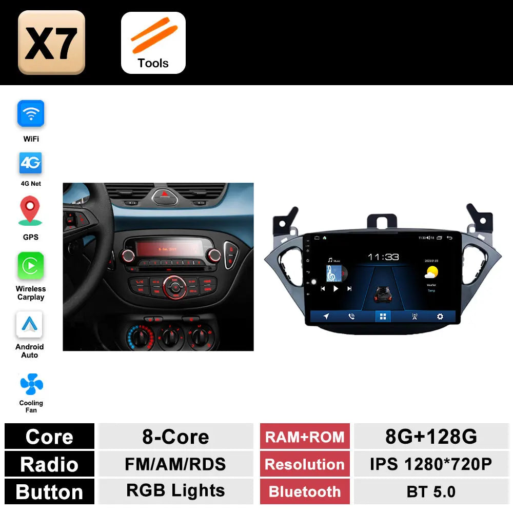 Autoradio per Opel Corsa E (2015–2019) Bluetooth con CarPlay e Android Auto