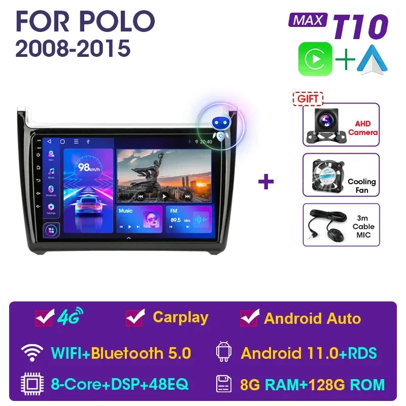 Autoradio per Volkswagen VW Polo 2008-2015 CarPlay Android Auto