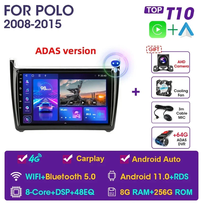 Autoradio per Volkswagen VW Polo 2008-2015 CarPlay Android Auto