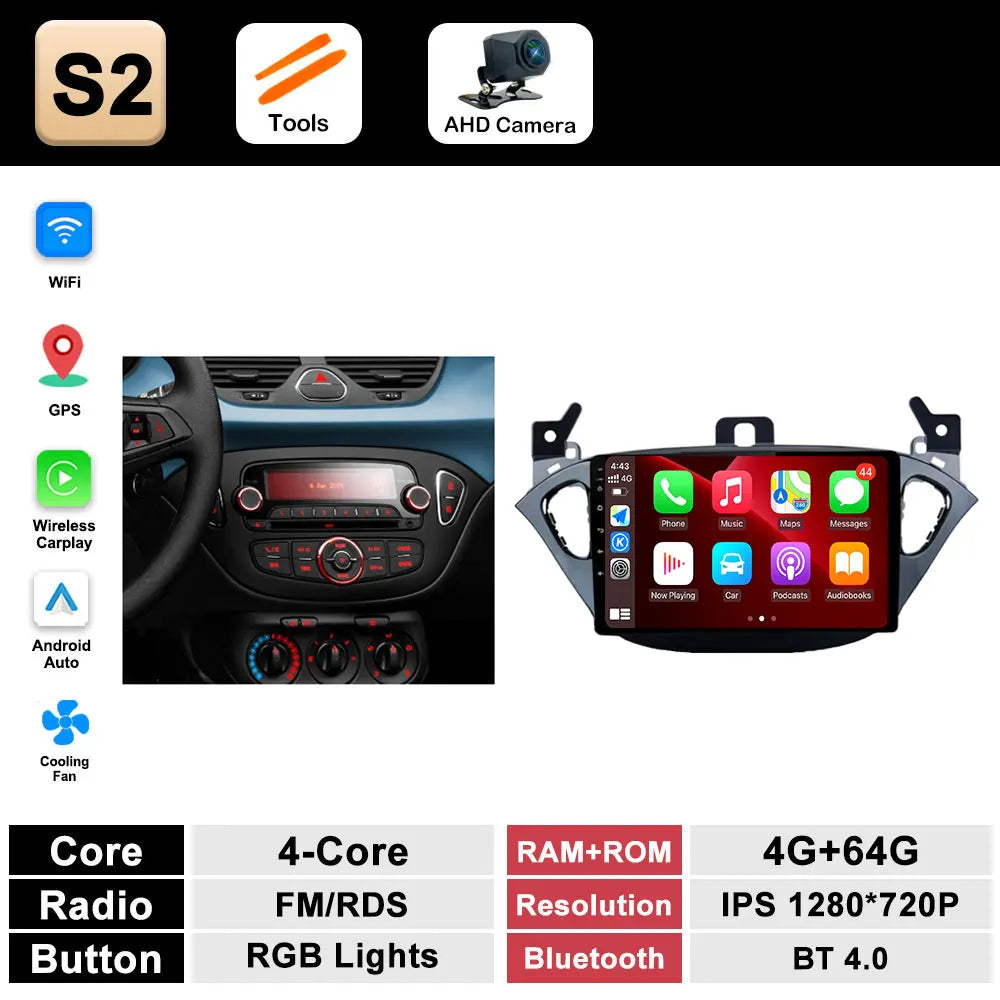 Autoradio per Opel Corsa E (2015–2019) Bluetooth con CarPlay e Android Auto